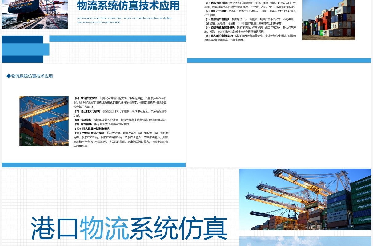 港口物流系统仿真介绍总结汇报动态PPT模板