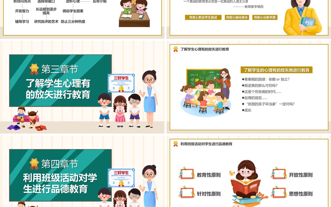 黄色卡通风班级管理与班级文化建设PPT模板
