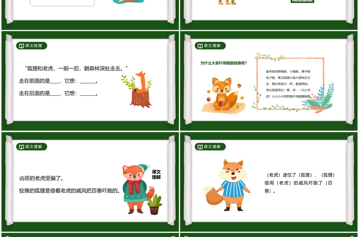 部编版二年级语文上册狐假虎威课件PPT模板