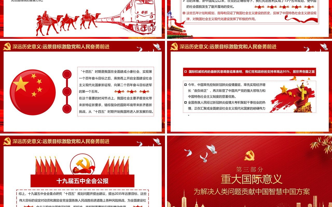 红色党政风深刻认识和把握十九届五中全会重大意义党建PPT模板