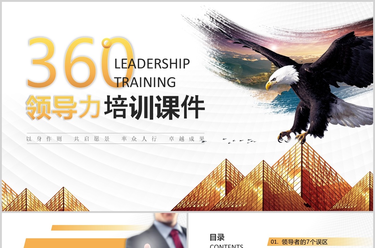 商务大气实用企业员工培训360度领导力培训课件PPT模板