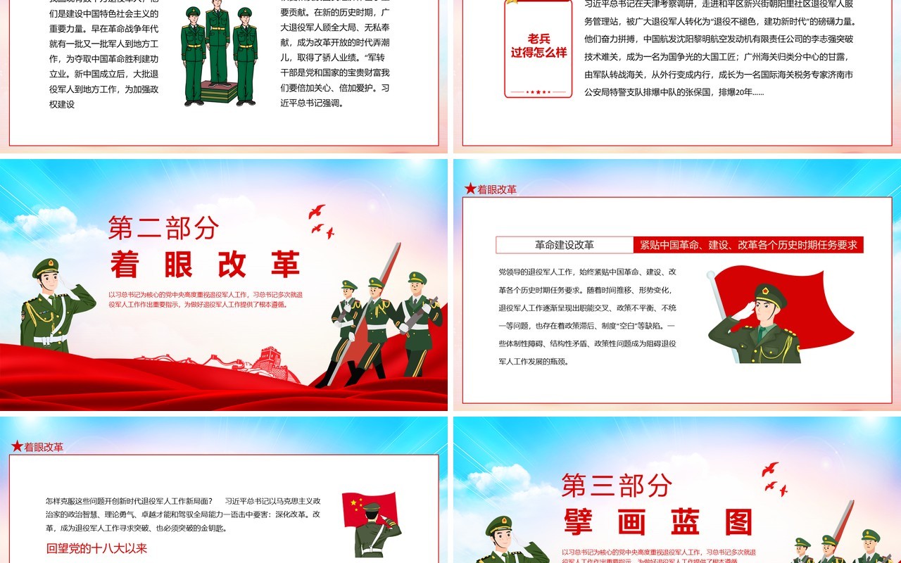 全国退役军人工作会议关于关爱退役军人习总书记重要论述动态PPT模板