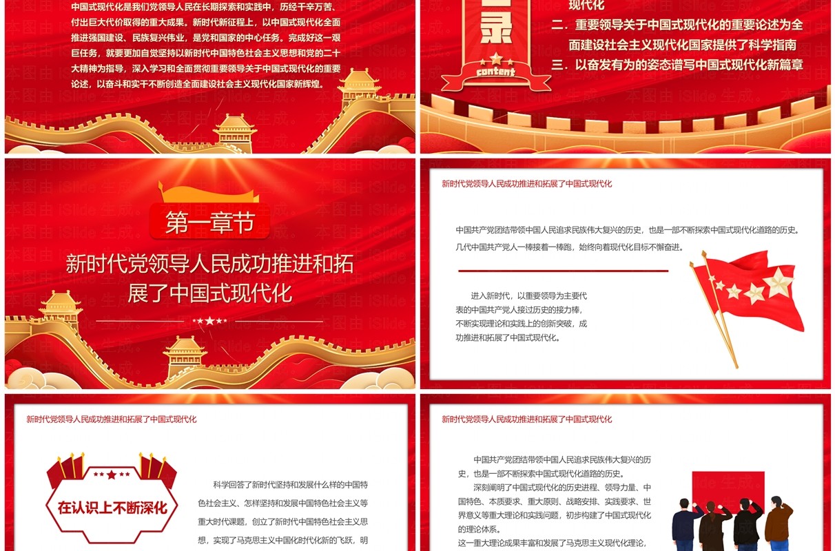 红色党政风新时代新征程助推中国式现代化奋勇前进PPT模板