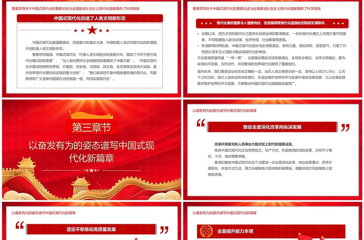 红色党政风新时代新征程助推中国式现代化奋勇前进PPT模板