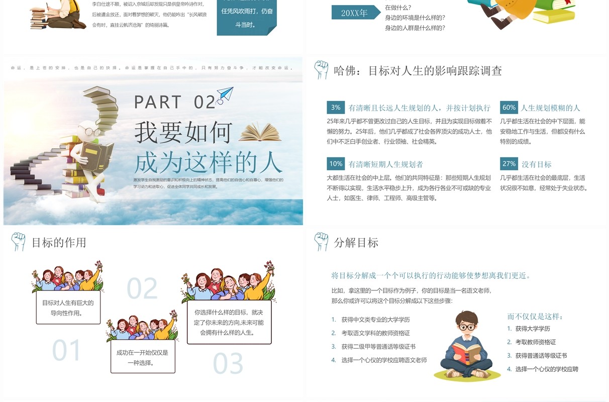 蓝色简约风中学励志主题班会PPT模板