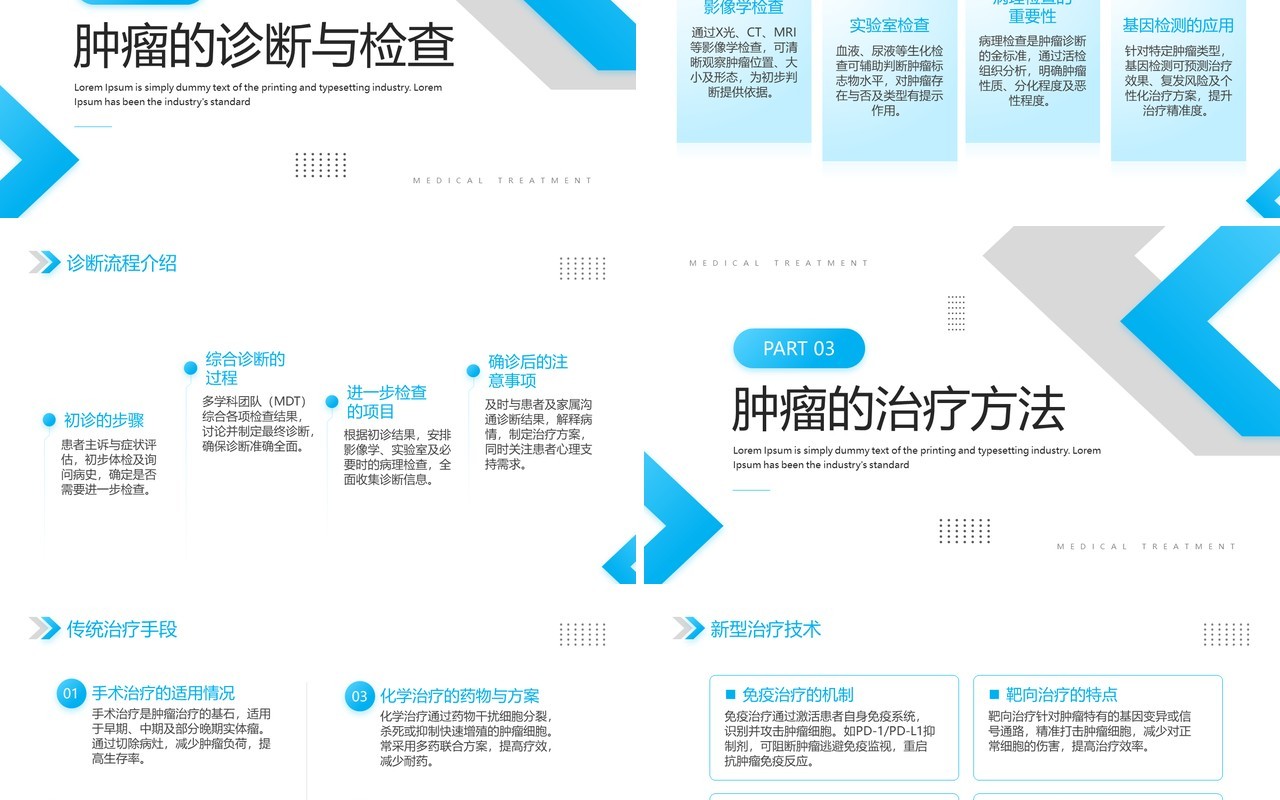 蓝色简约风肿瘤知识科普介绍PPT模板