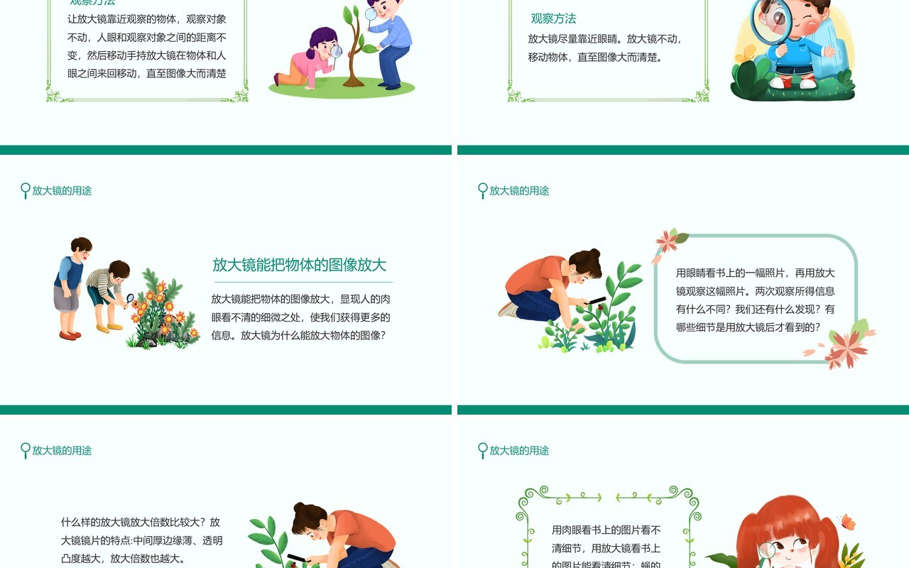放大镜的用途放大镜能把图像放大使我们获得更多的信息动态PPT模板