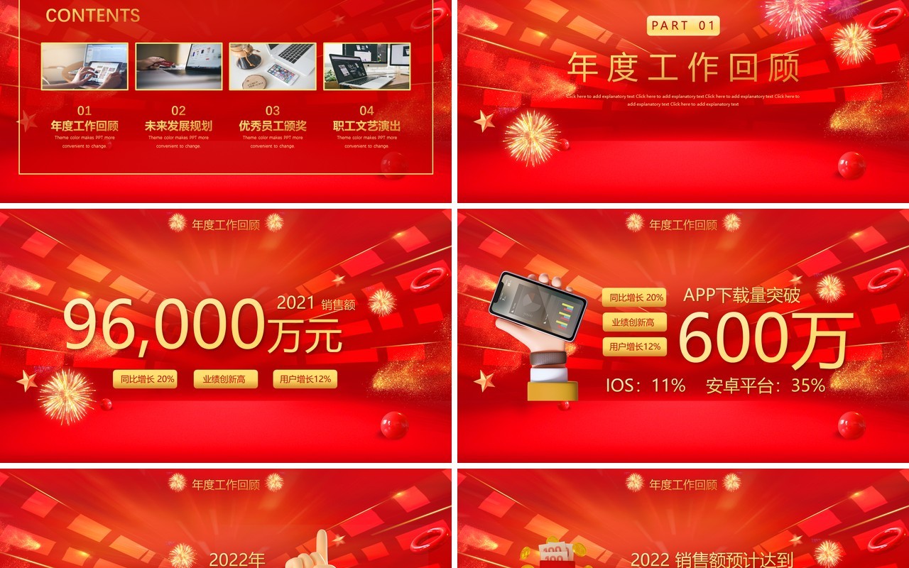 红色大气虎年2022开门红PPT动态模板