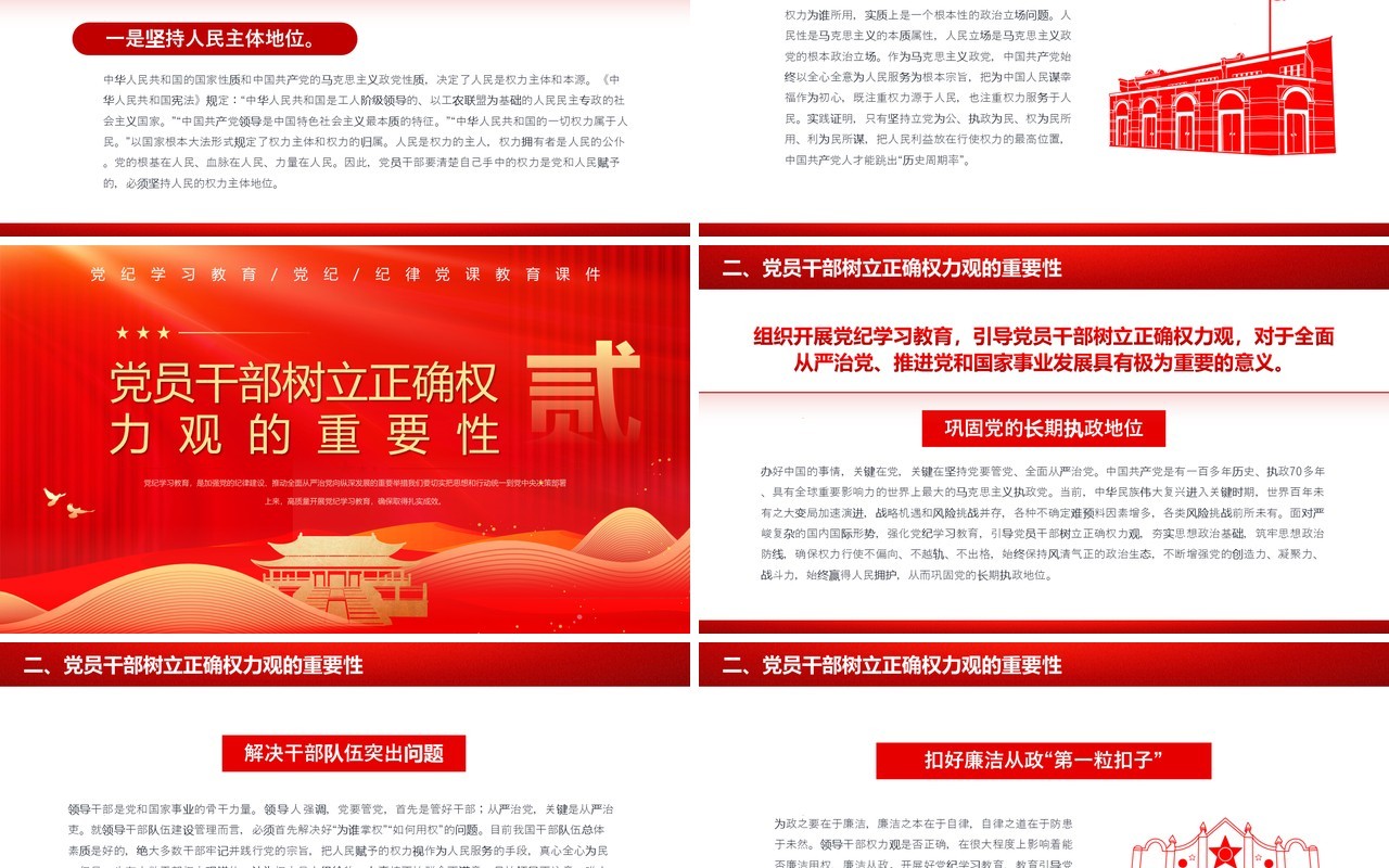 红色党政风树立正确的权力观PPT模板