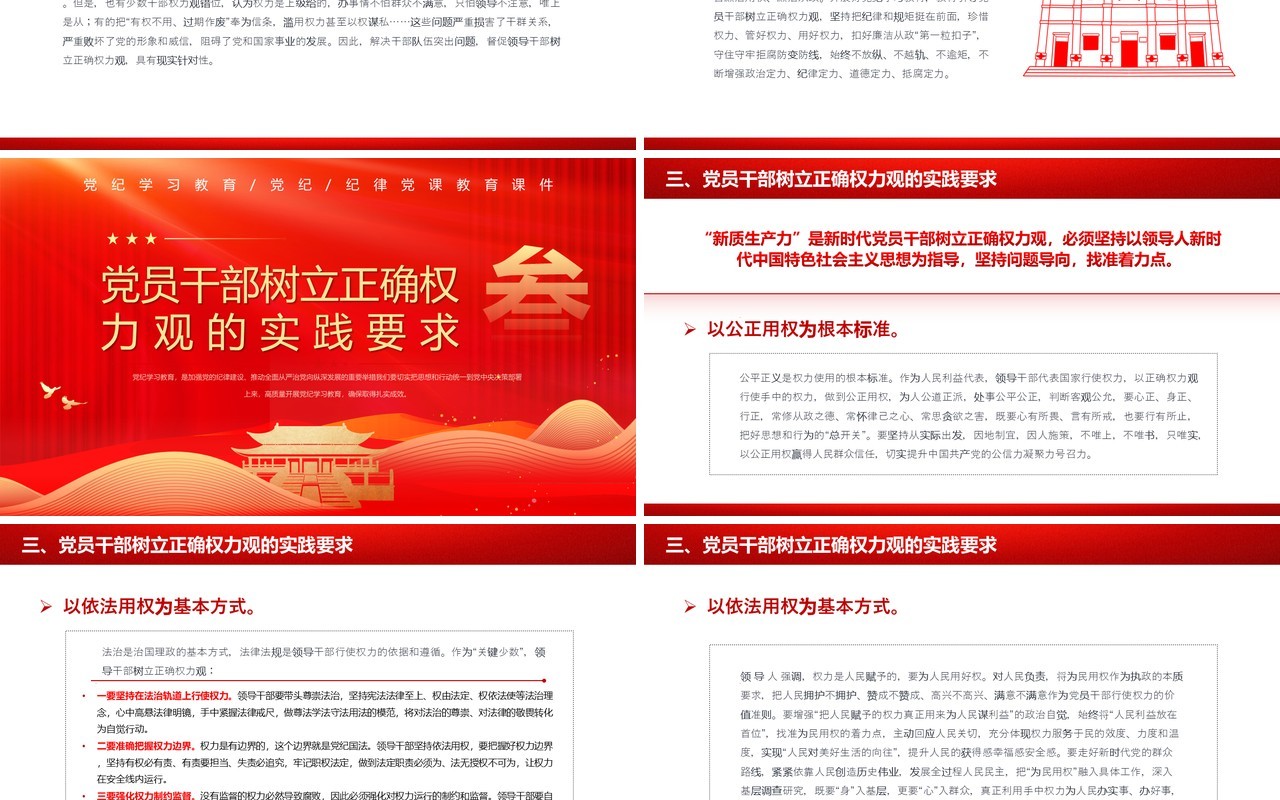 红色党政风树立正确的权力观PPT模板