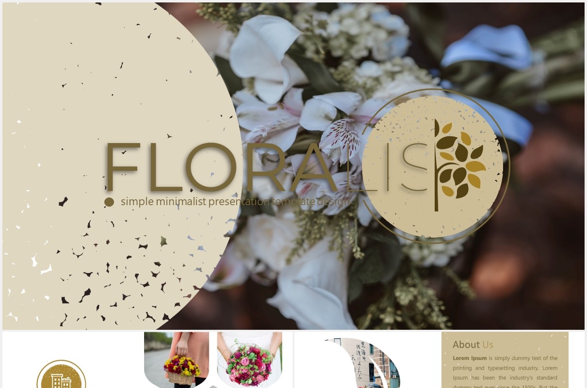 花卉鲜花花店宣传图片排版PPT图表模板Floralist - Powerpoint