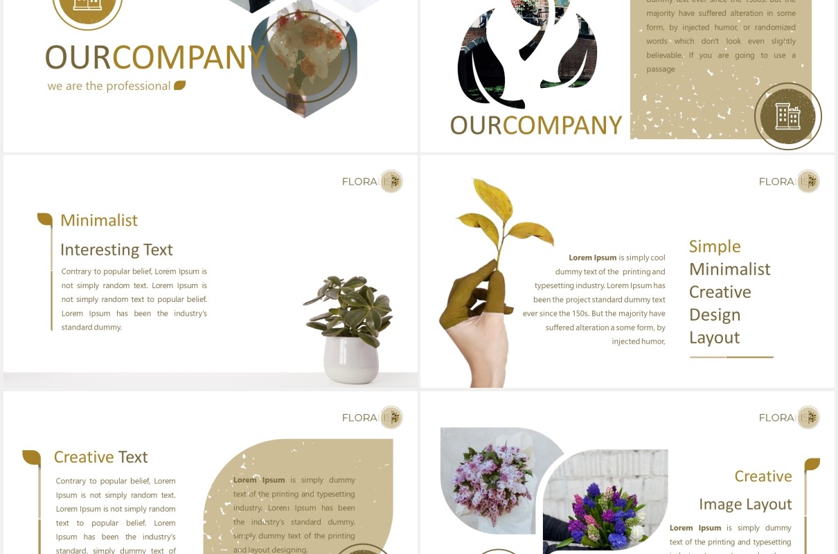花卉鲜花花店宣传图片排版PPT图表模板Floralist - Powerpoint