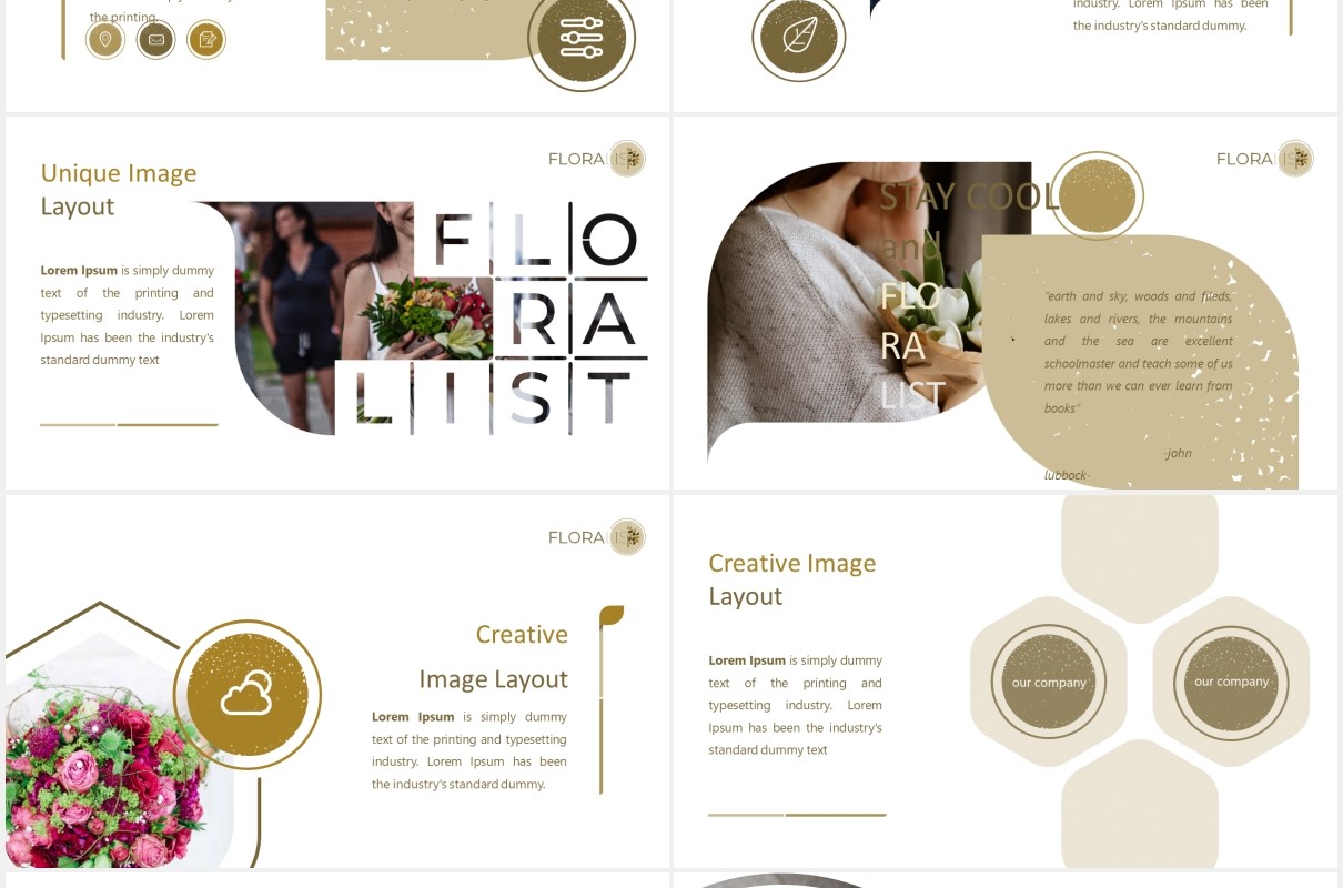 花卉鲜花花店宣传图片排版PPT图表模板Floralist - Powerpoint