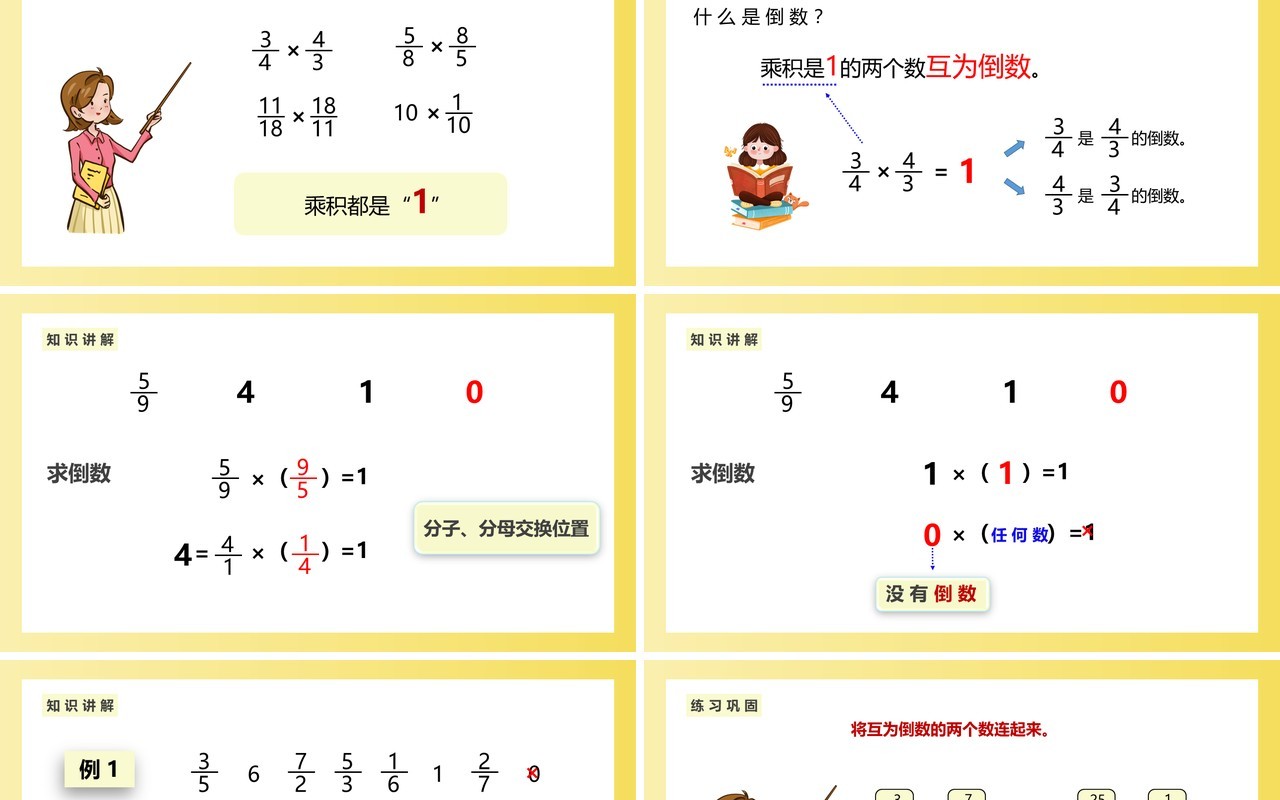 部编版六年级数学上册倒数的认识课件PPT模板