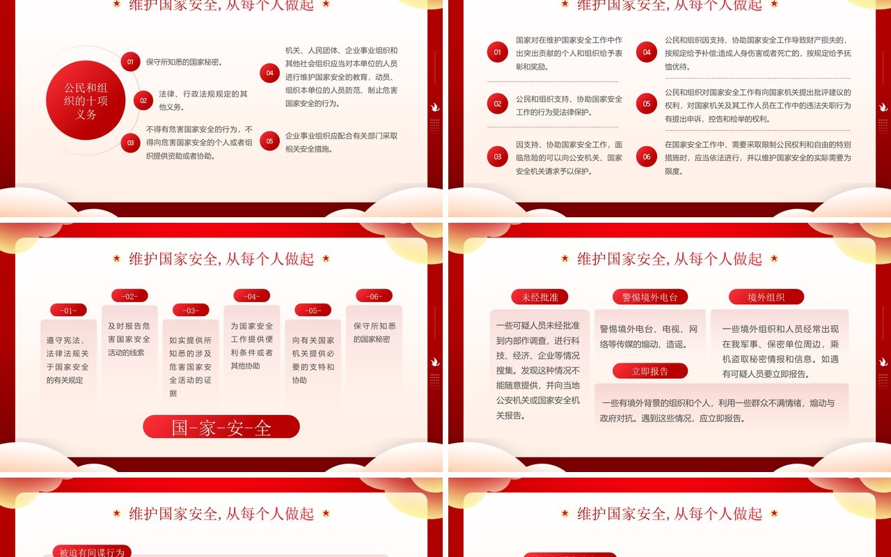 红色简约风国家安全教育日知识介绍PPT模板