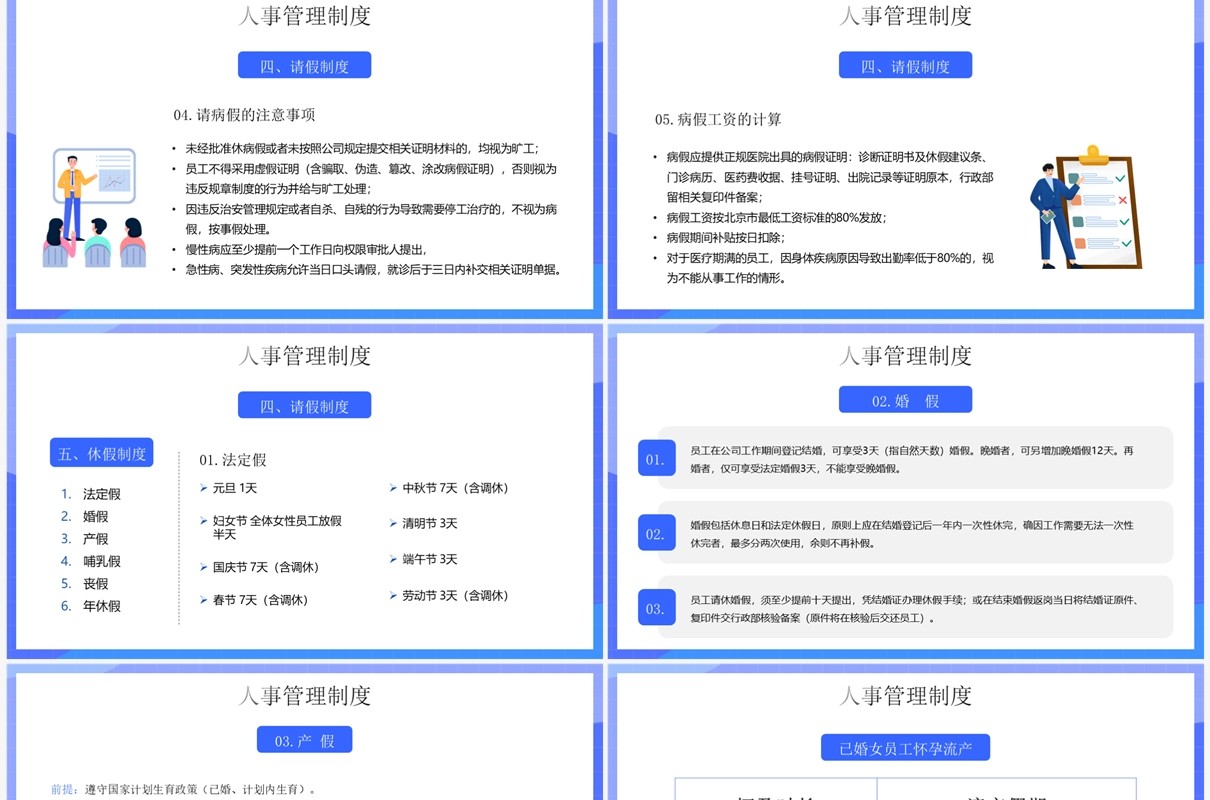 蓝色卡通风新员工入职培训PPT模板