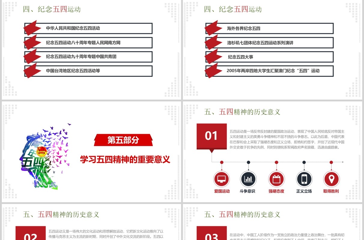 五四精神红色青春正能量五四青年节54运动精神共青团团委汇报PPT模板