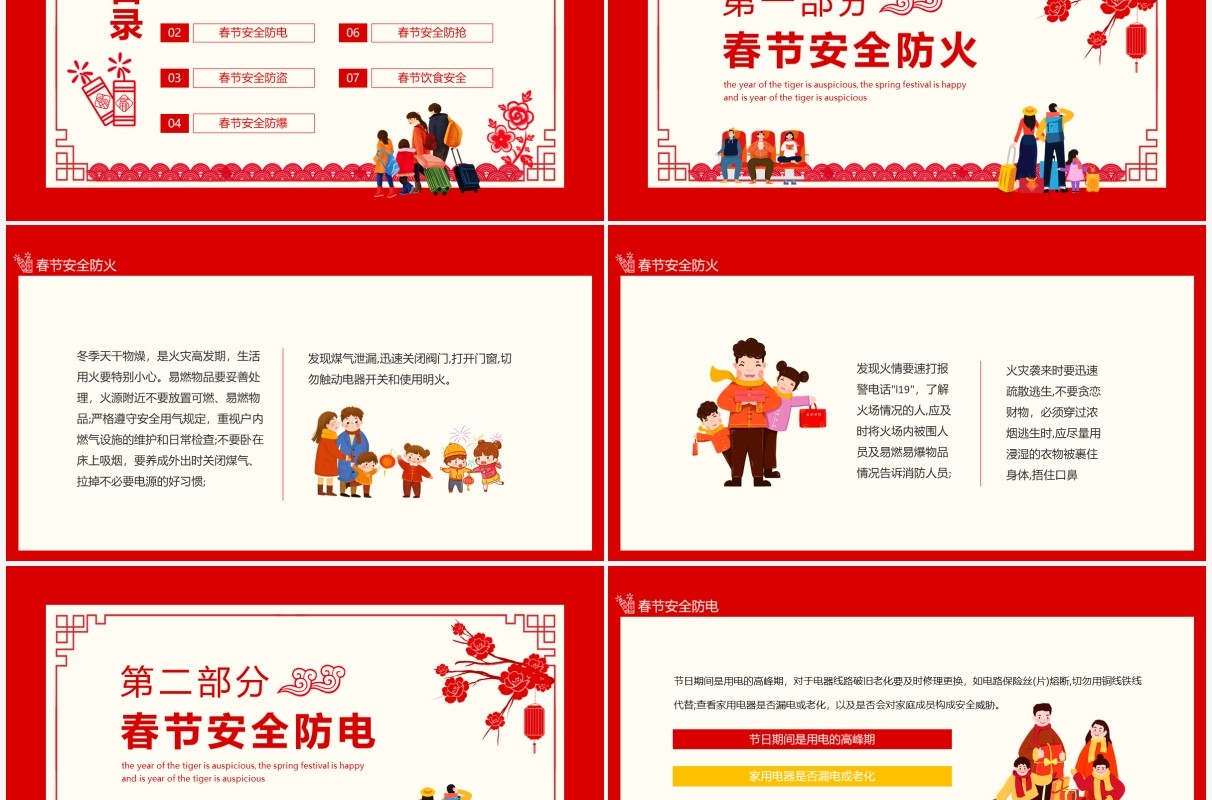 虎年大吉新春快乐春节安全动态PPT模板