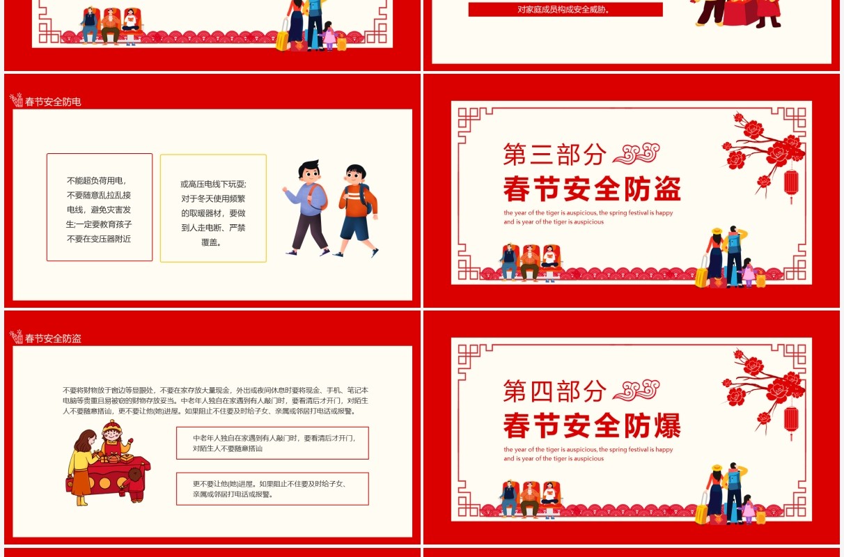 虎年大吉新春快乐春节安全动态PPT模板