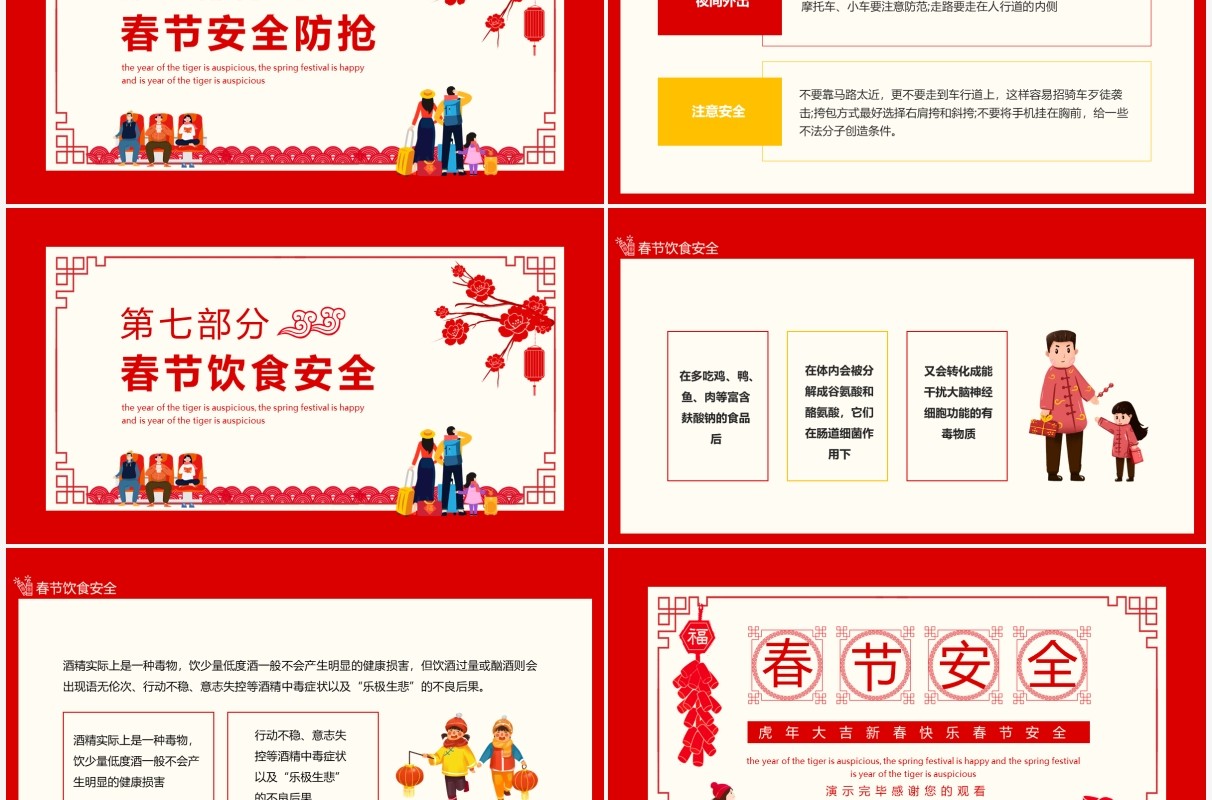 虎年大吉新春快乐春节安全动态PPT模板