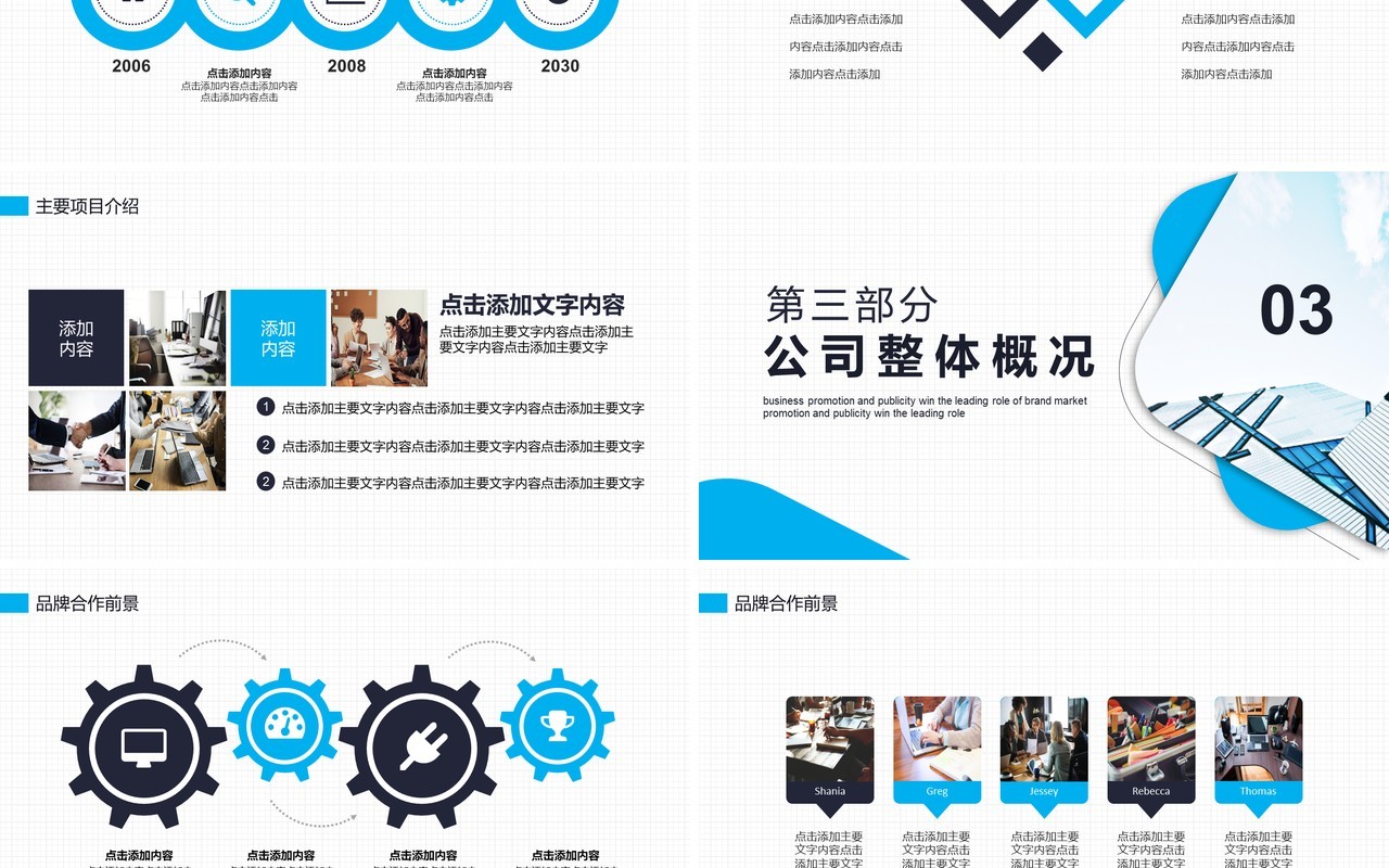简约蓝色公司招商企业宣传商务合作推广动态PPT模板