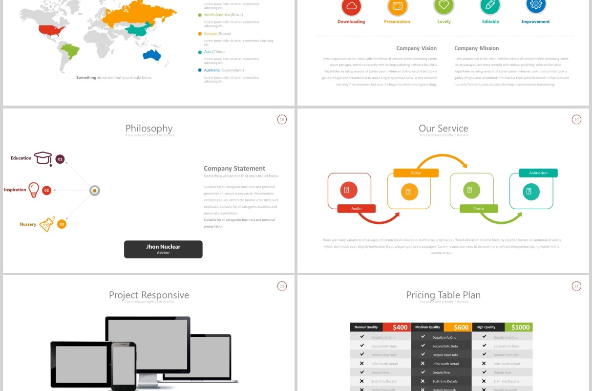 公司组织架构图时间阶梯线PPT可插图排版素材模板Eleven - Powerpoint Template