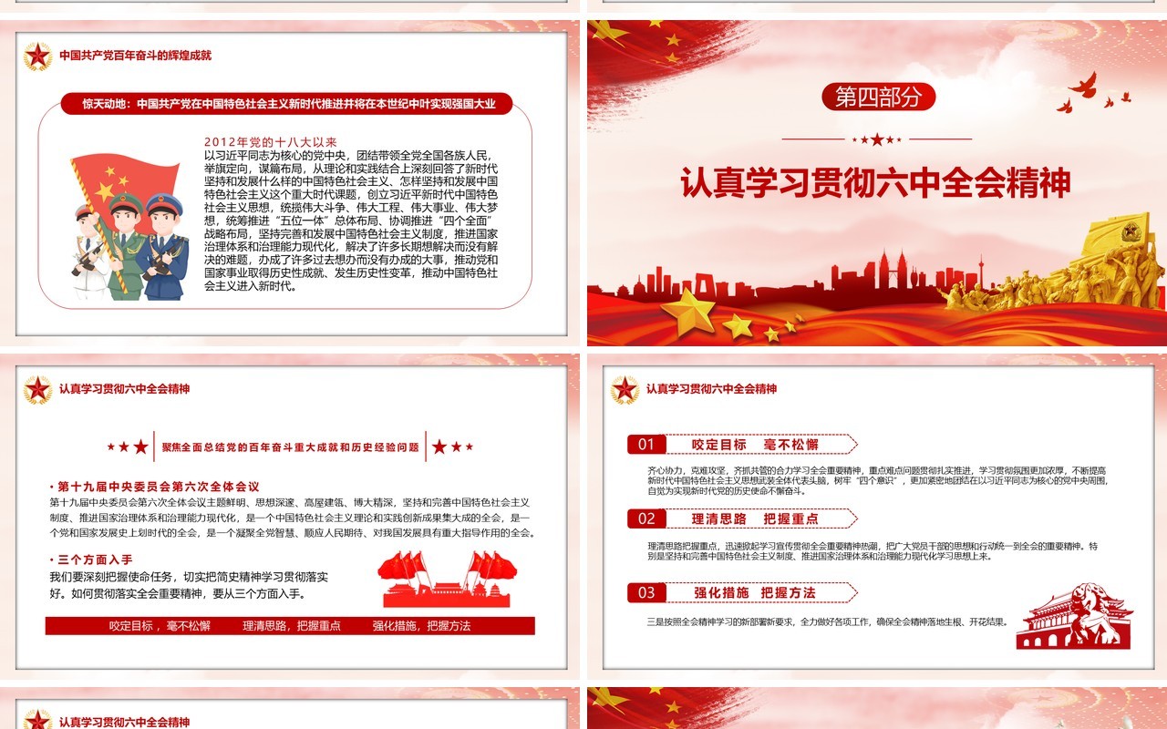 解读十九届六中全会动态PPT模板