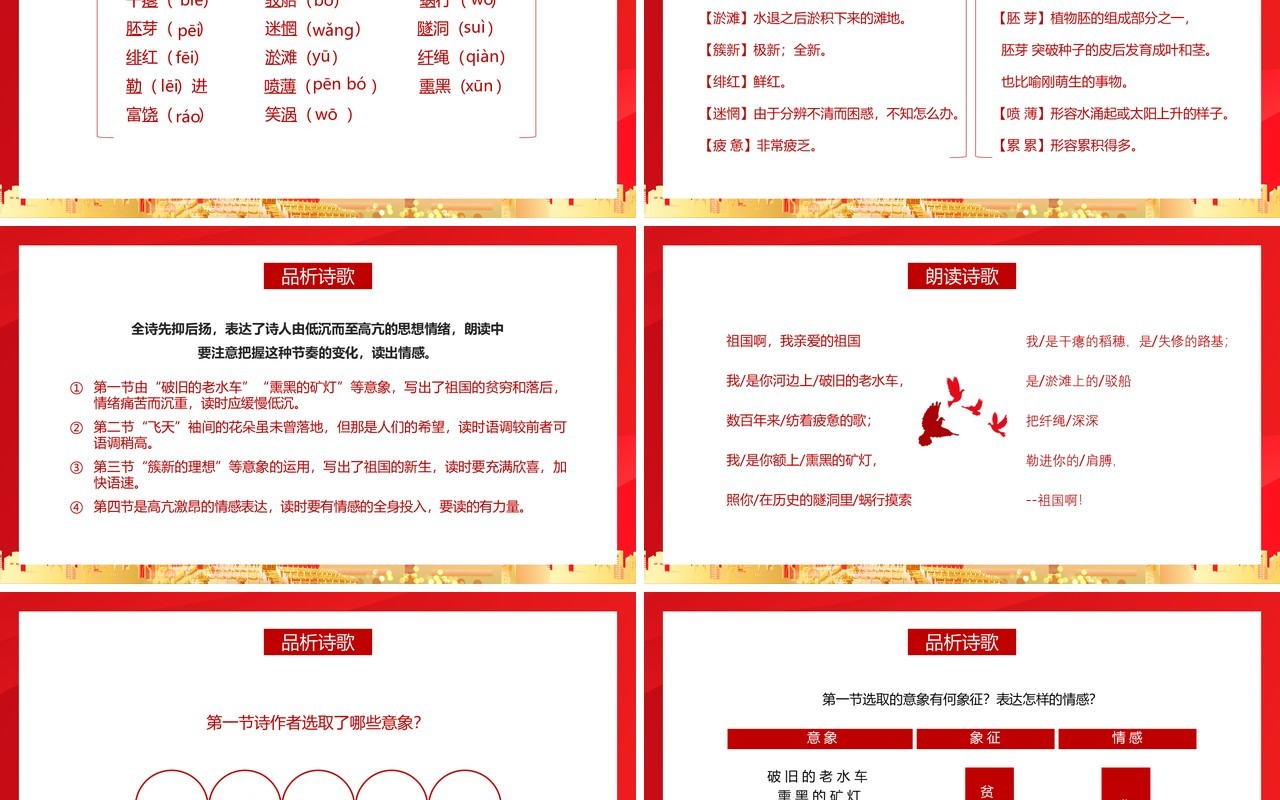 部编版九年级语文下册祖国啊，我亲爱的祖国课件PPT模板