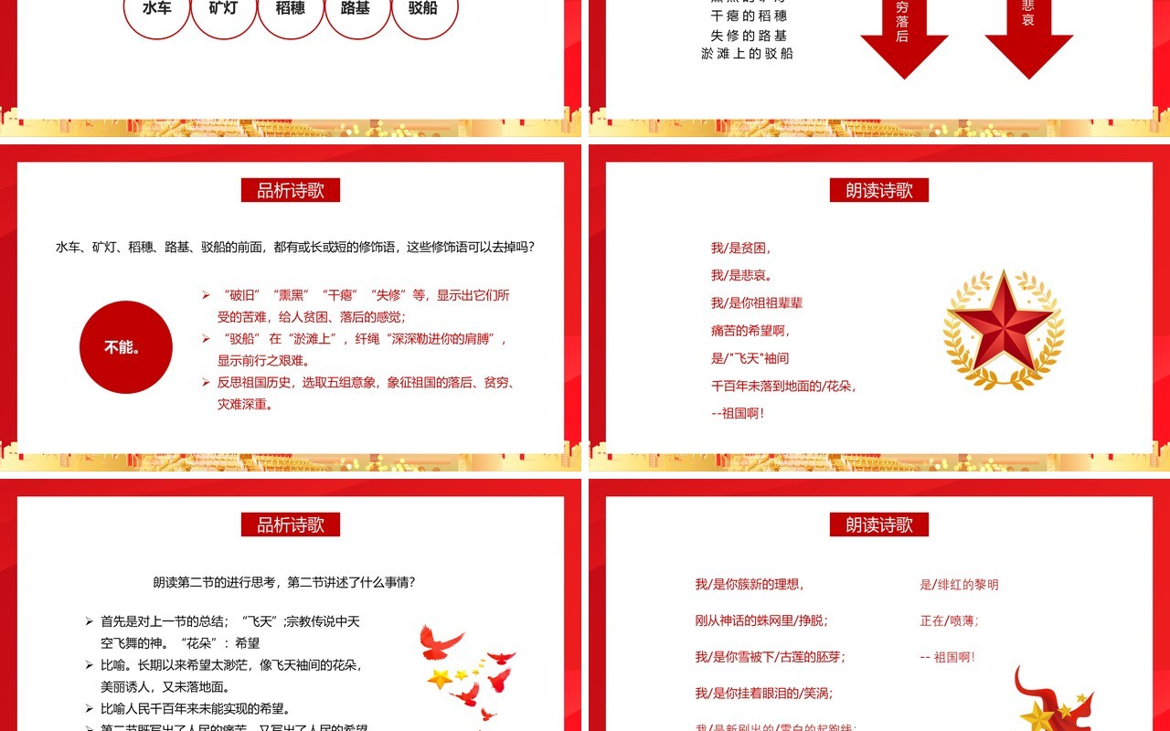 部编版九年级语文下册祖国啊，我亲爱的祖国课件PPT模板