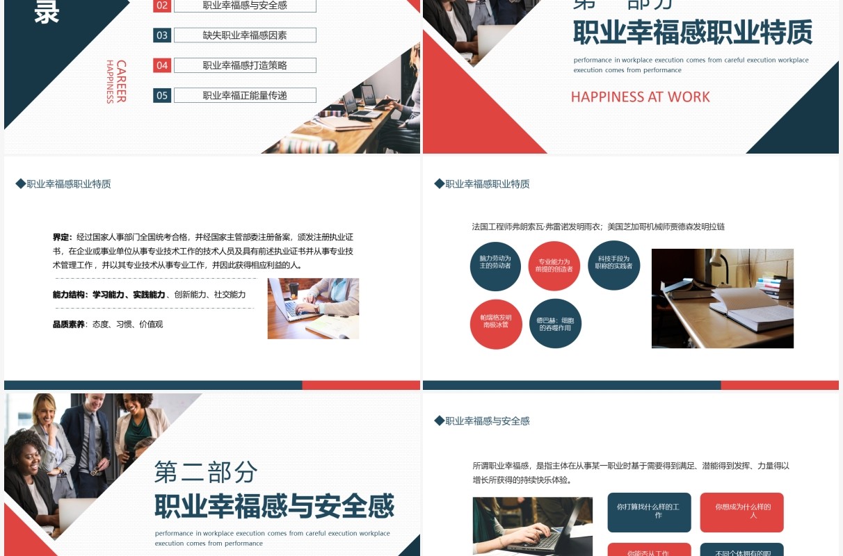 职业特质职业幸福感与安全感动态PPT模板