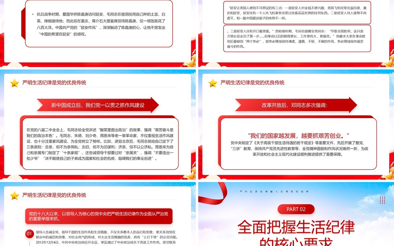 红色党政风六大纪律党课之严守生活纪律PPT模板