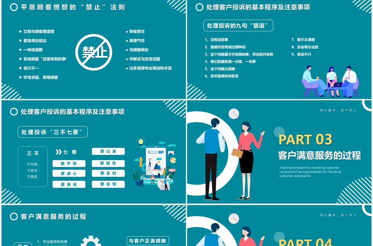 卡通风客户投诉处理及案例分析PPT模版
