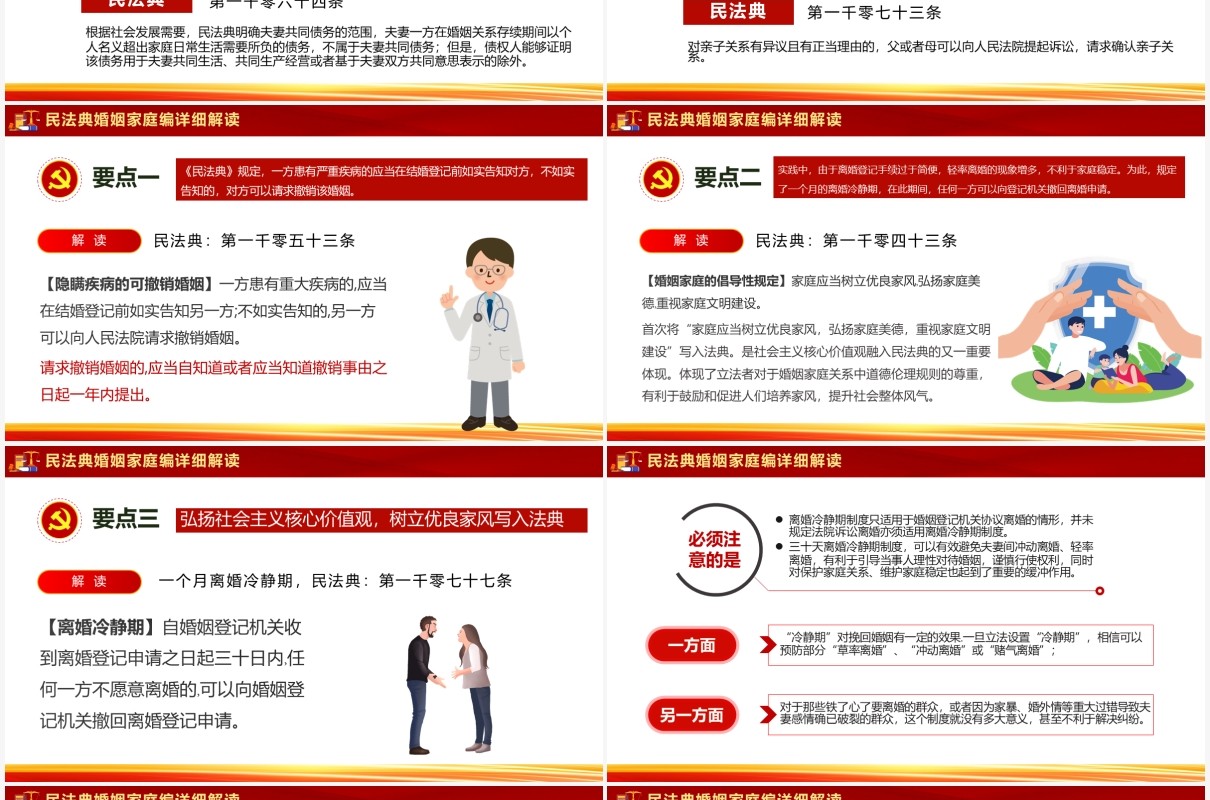 红色党政党建党课中华人民共和国民法典草案解读PPT模板