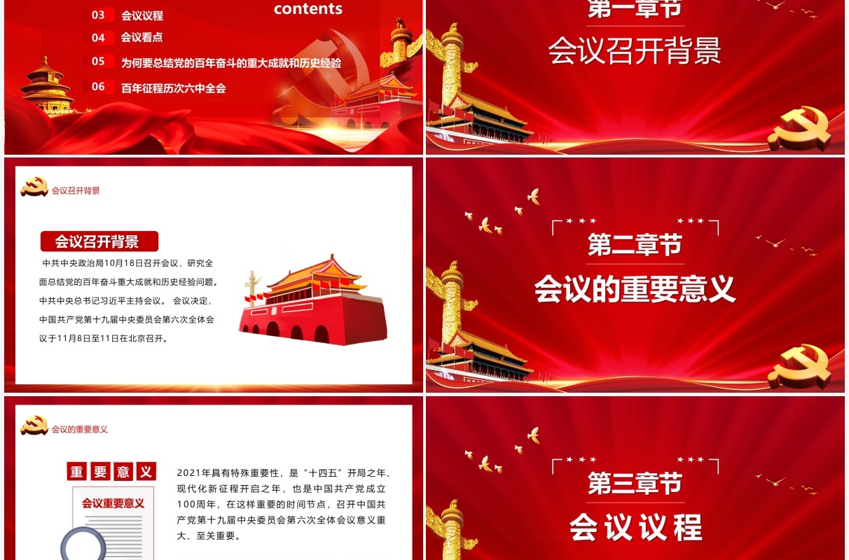 聚焦十九届六中全会汇报PPT模板