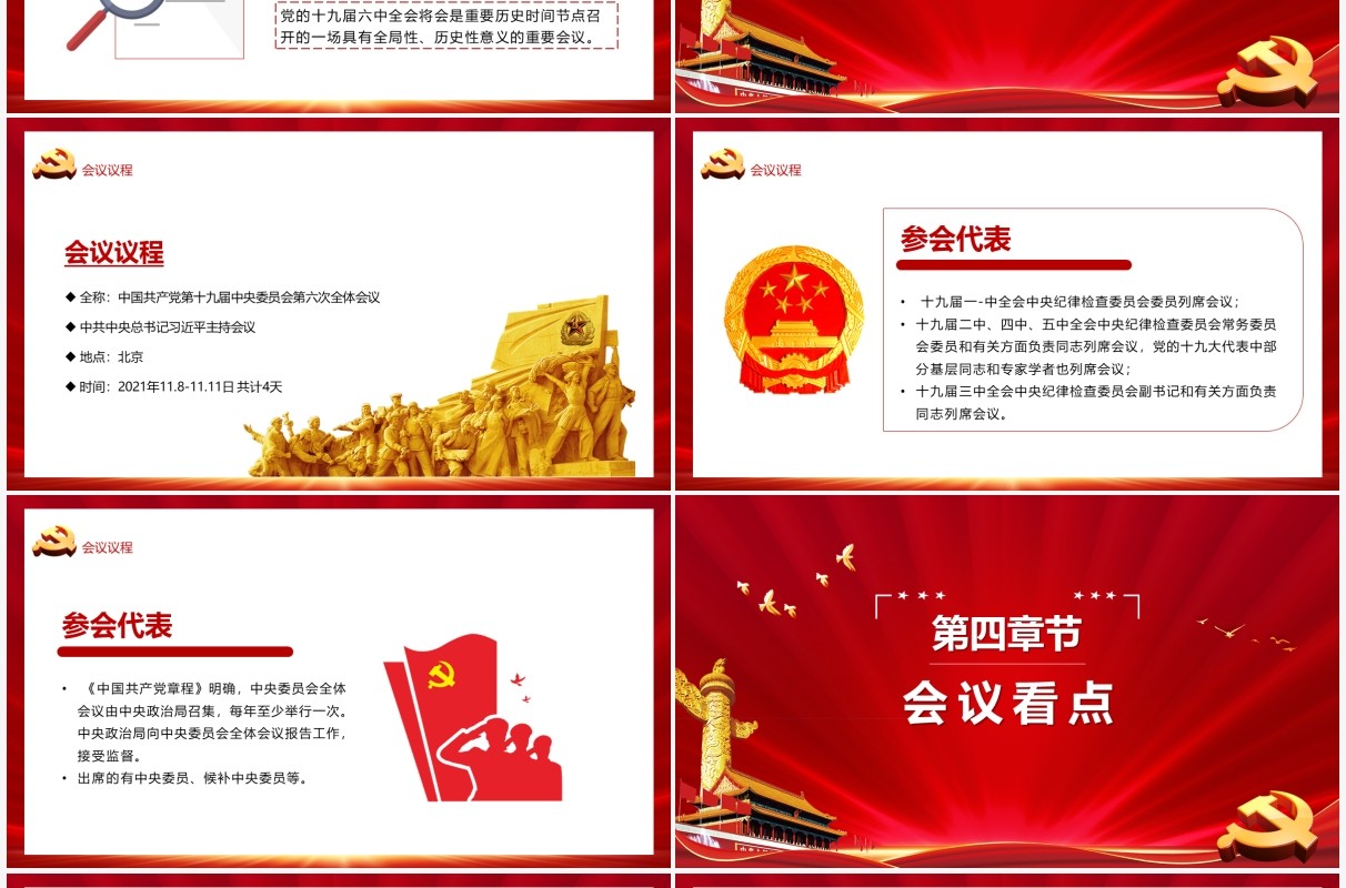 聚焦十九届六中全会汇报PPT模板