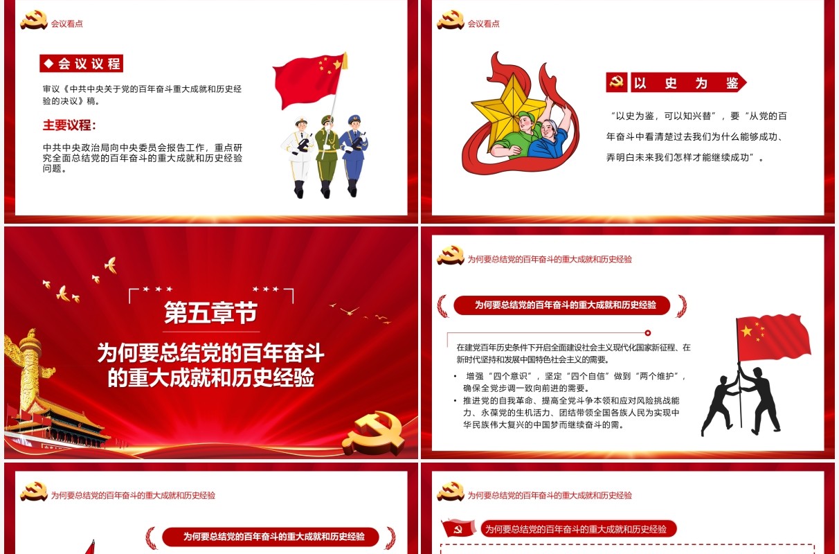 聚焦十九届六中全会汇报PPT模板