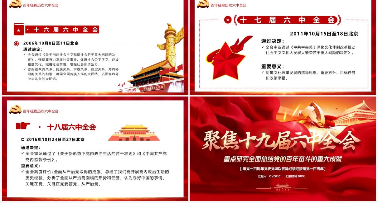聚焦十九届六中全会汇报PPT模板