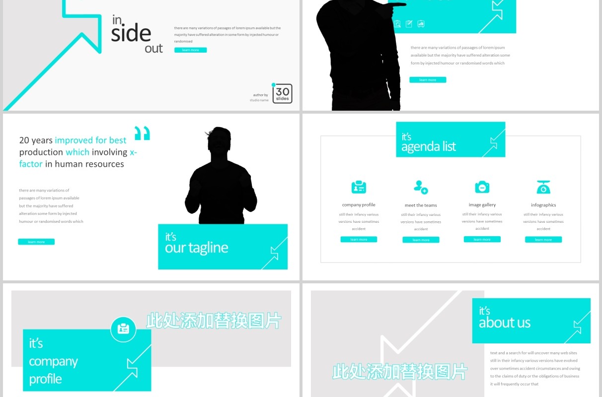 个人介绍求职竞聘工作汇报PPT模板版式设计Inside Out - Powerpoint Template