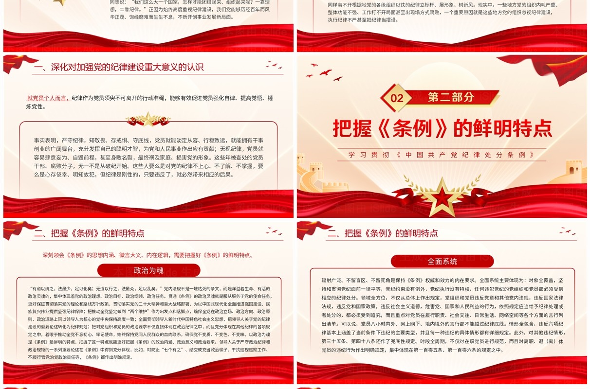 红色党政做学纪知纪明纪守纪的模范PPT模板