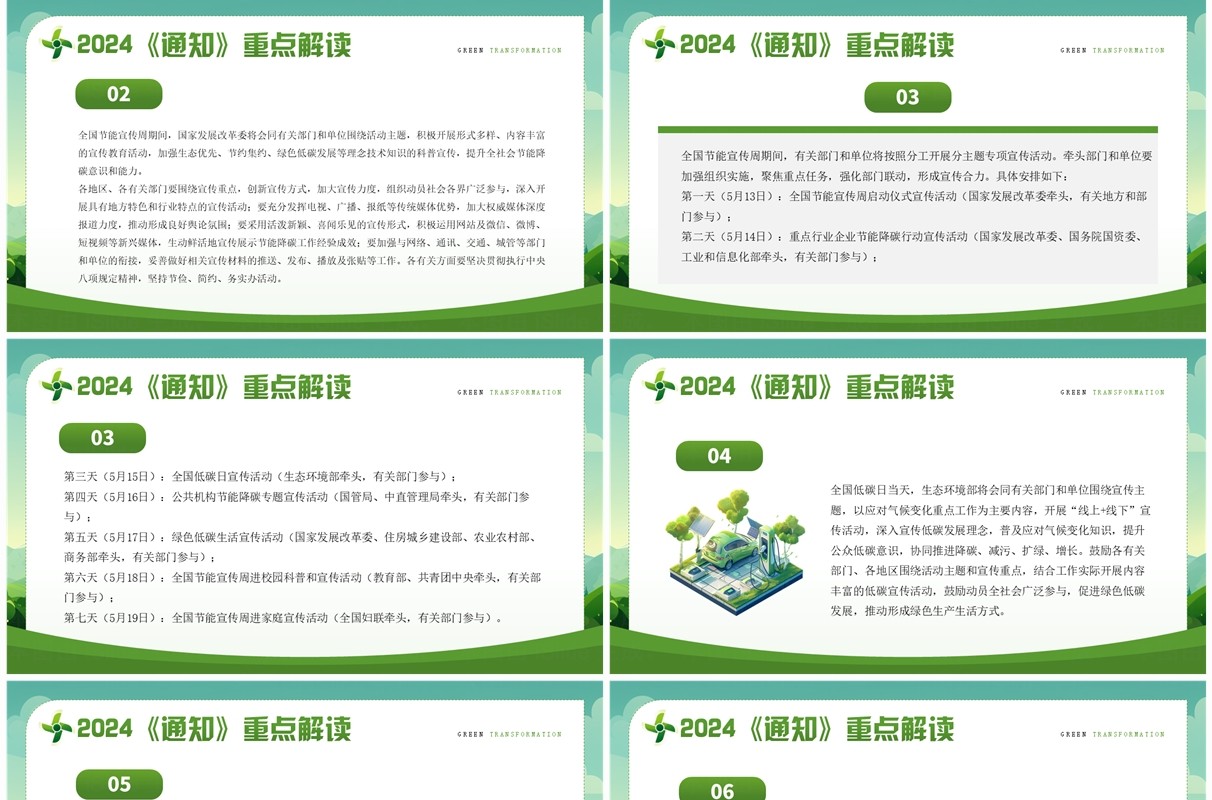 绿色插画风2024全国节能宣传周PPT模板