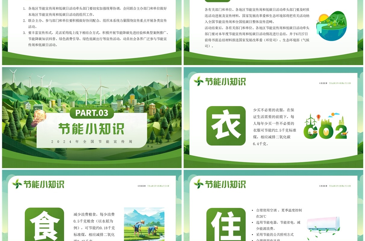 绿色插画风2024全国节能宣传周PPT模板