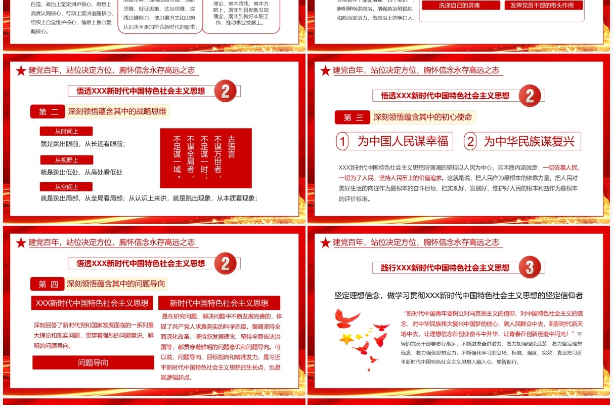 红色党政风七一建党节建党100周年专题党课通用PPT模板