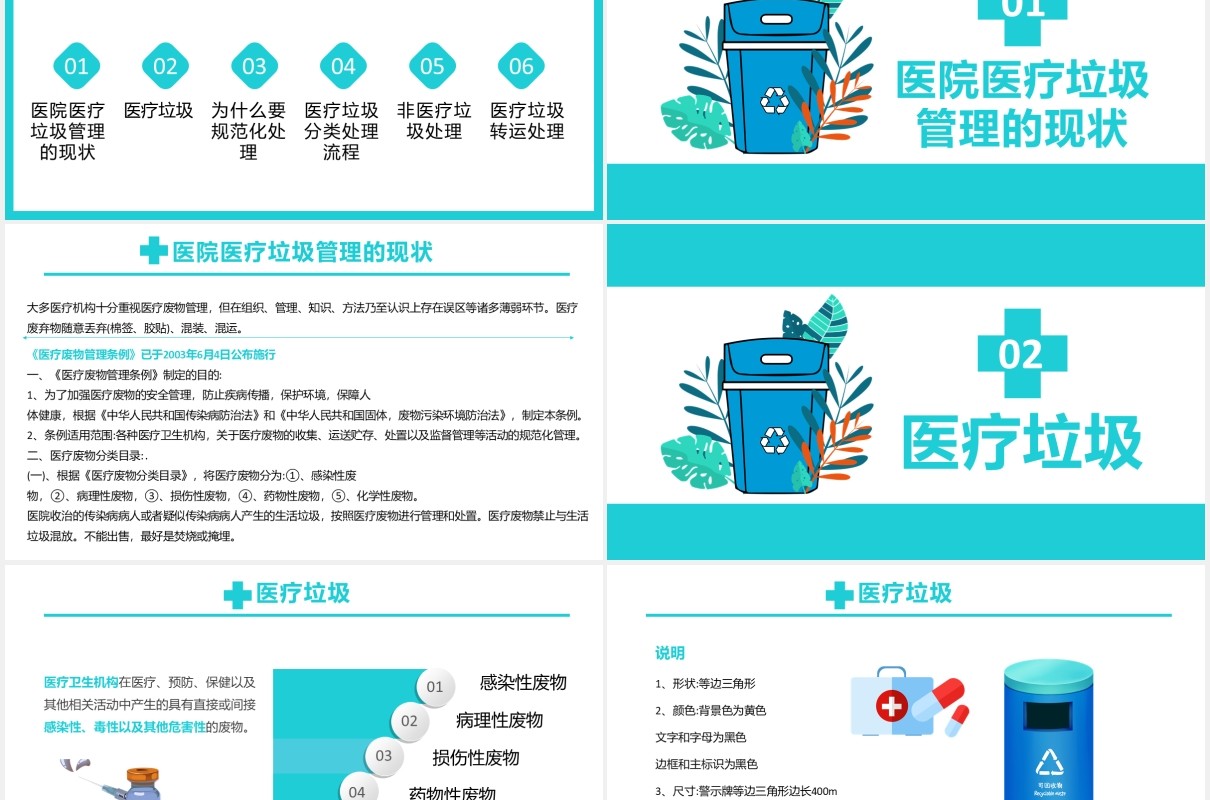 简约医疗垃圾分类及处理培训PPT模板