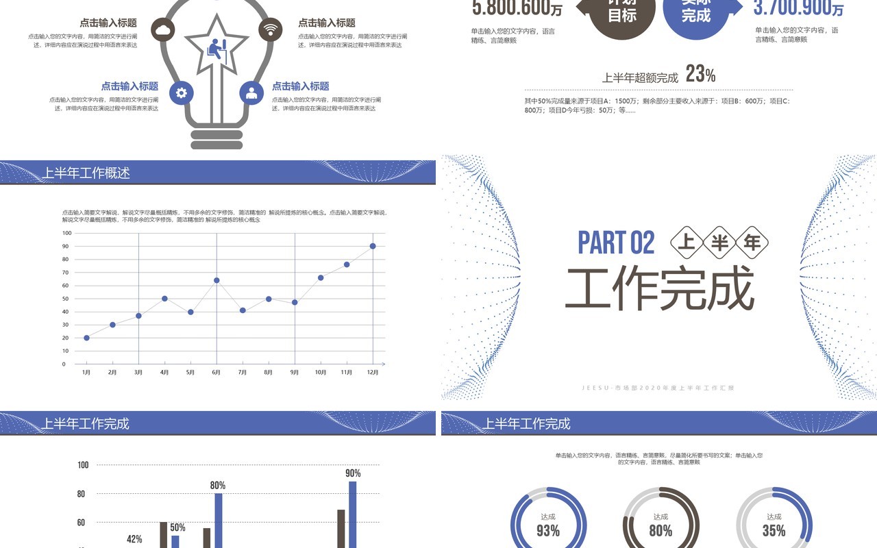 上半年工作总结汇报PPT模板