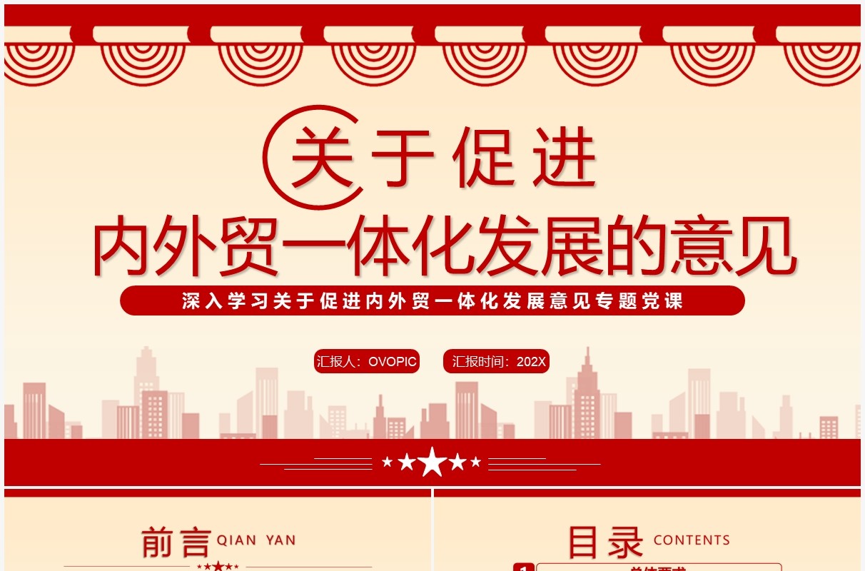 关于促进内外贸一体化发展的意见PPT模板