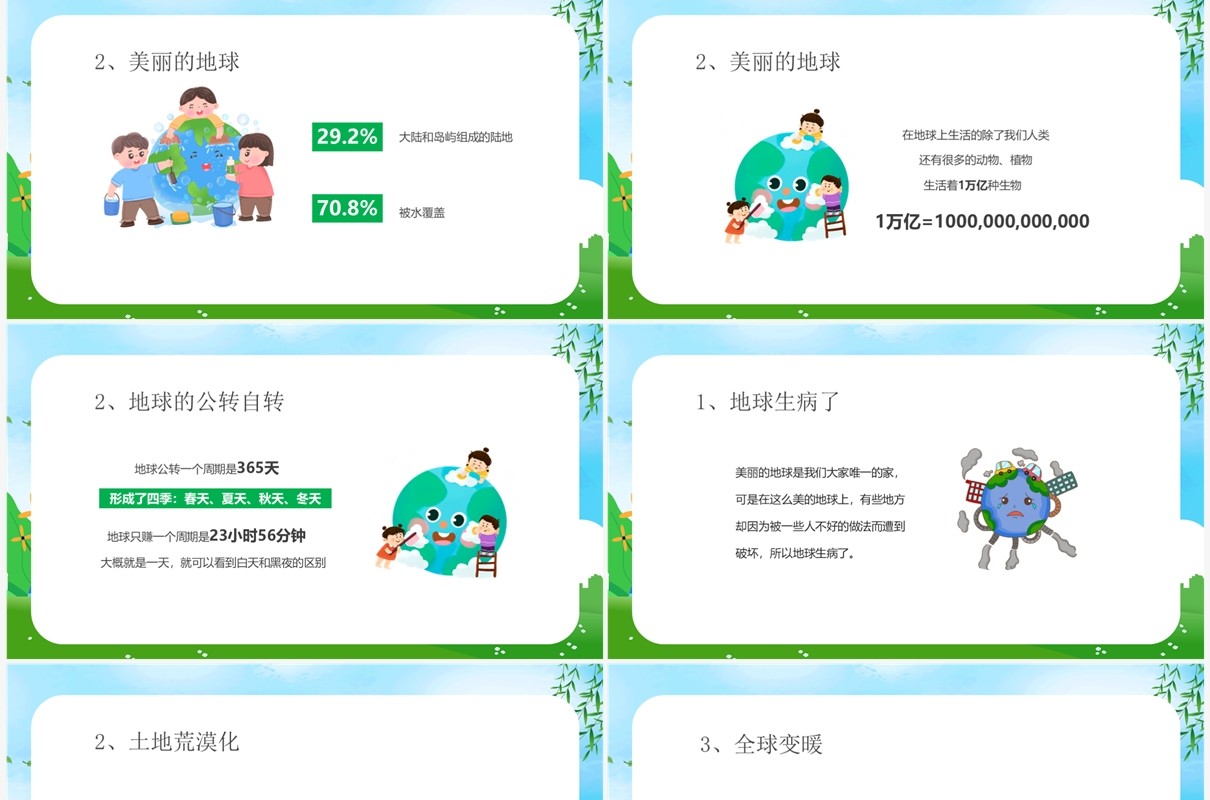 卡通风世界地球日保护地球PPT模板