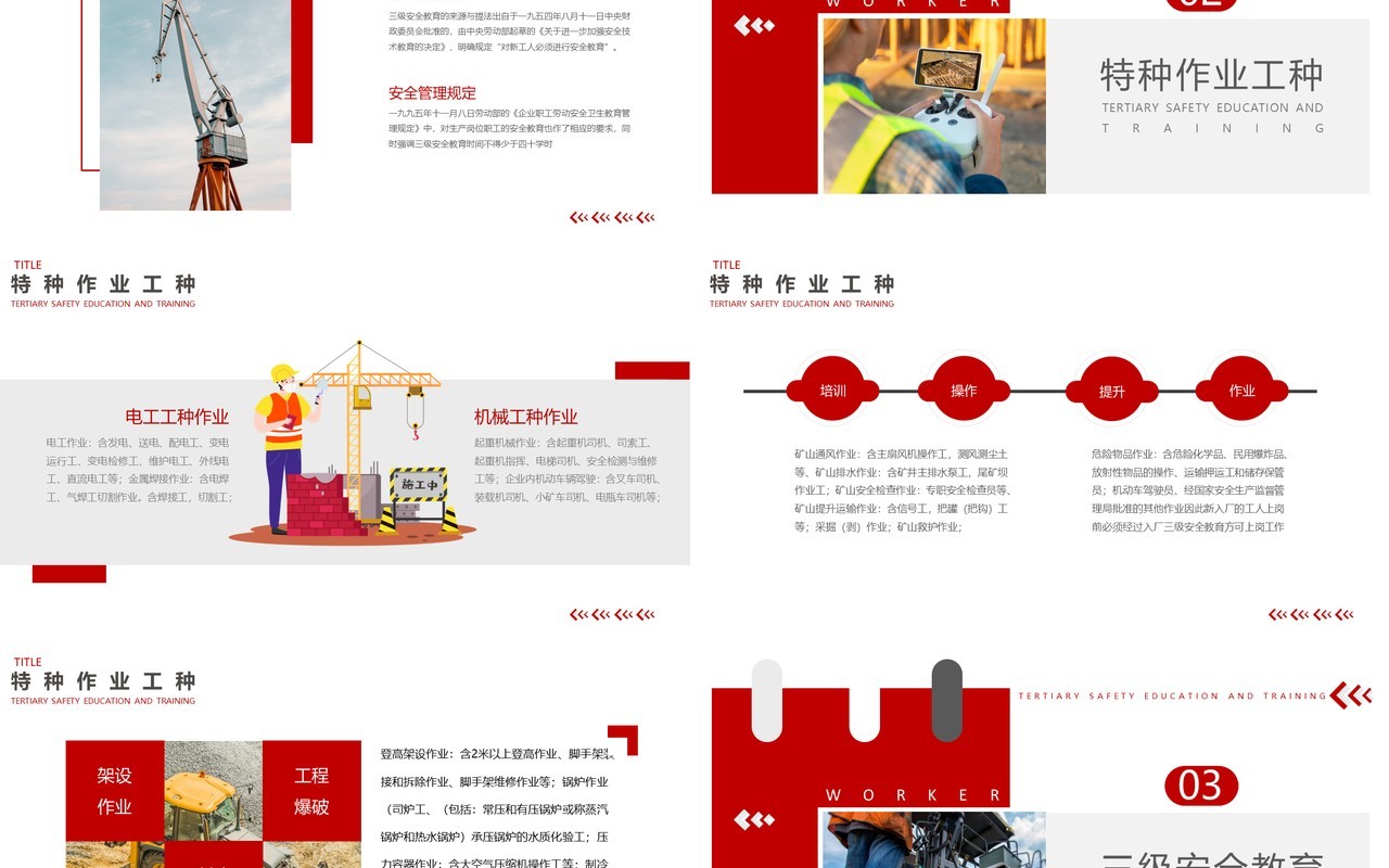 红色商务风三级安全教育培训PPT模板