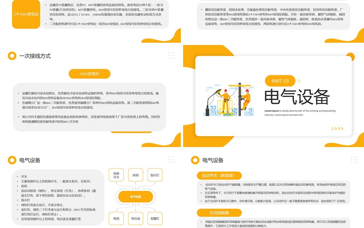 黄色简约风电气基础与用电安全PPT模板
