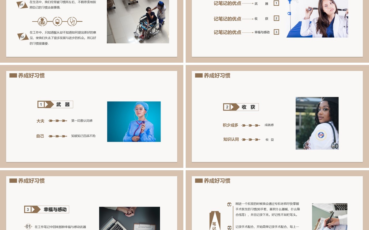 商务风医疗行业护理培训心得通用PPT模板