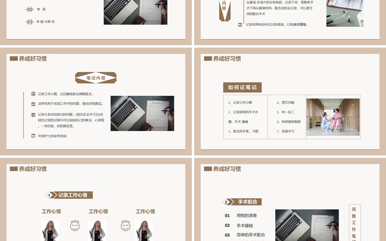 商务风医疗行业护理培训心得通用PPT模板